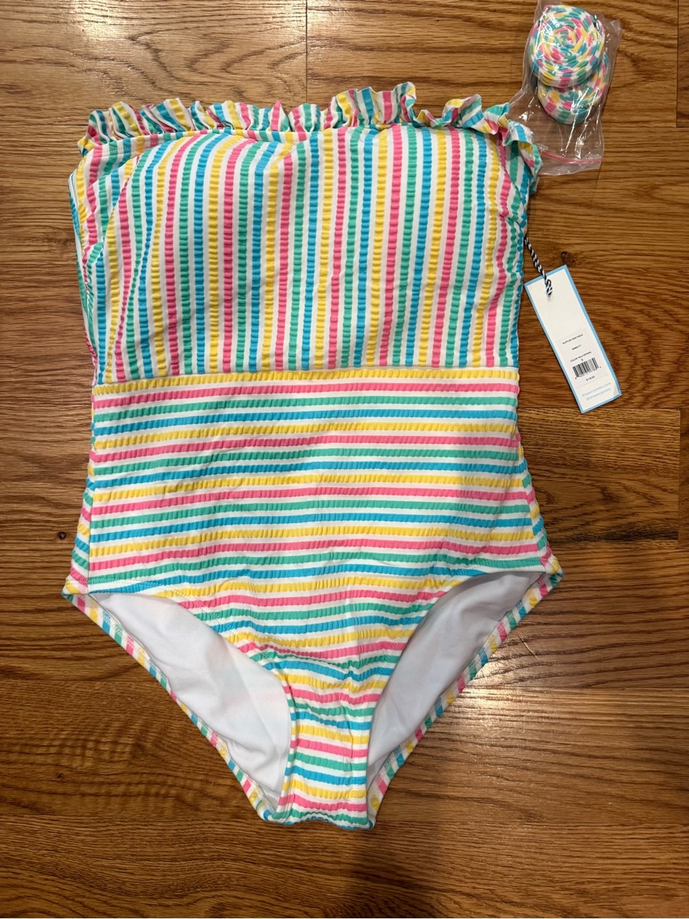 Draper James Multicolor Stripe Ruffle One-Piece Swimsuit